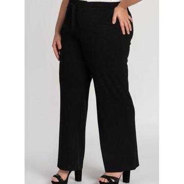 Imagem de Calça Feminina Plus Size Pantalona Canelado Cós Elástico Detalhe Amarração - Serena-Feminino