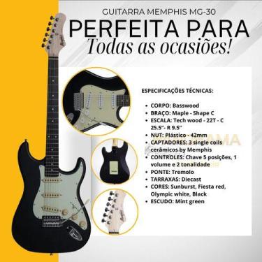 Imagem de Guitarra Memphis Stratocaster Mg 30 Bk Preto