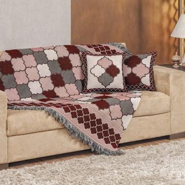 Imagem de Xale Decorativo Turin Com Franja 1,60m X 1,40m Jacquard 1 Peça 58% Algodão 42% Poliéste...