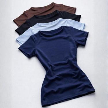 Imagem de Kit 4 Blusa academia dia a dia básica suplex manguinha - FABRICA MODA 