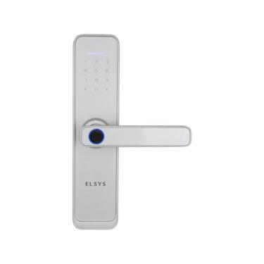 Imagem de Fechadura Digital Elsys Preta Biometria, Chave, Senha E Wifi, Prata