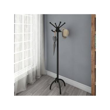 Imagem de Cabideiro Mancebo de Chão 8 Ganchos Metal Preto Multivisão