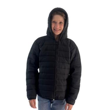 Imagem de Jaqueta Puffer Infantil Juvenil Inverno - Fofotinhos, Preto, 12