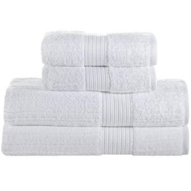 Imagem de Jogo toalha de banho gigante 4 peças fio penteado branco - buddemeyer,