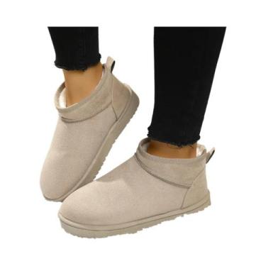 Imagem de Botas De Neve Femininas De Camurça Tamanho Grande Com Sola Grossa, Que