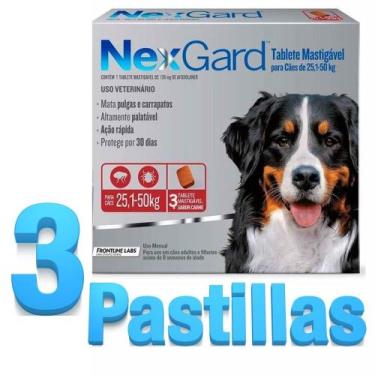 Imagem de 3 comprimidos Antipulgas e Carrapatos Para Caes 25 a 50kg - NEX