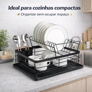 Imagem de Escorredor Compacto  Porta Pratos Talheres Cozinha  - Top Rio