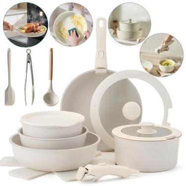 Imagem de Jogo Panelas Antiaderente Cabo Removível Ceramica Multi Camadas para F