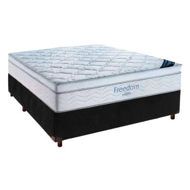 Imagem de Cama Box Preto Com Colchão Casal Freedom Ortobom