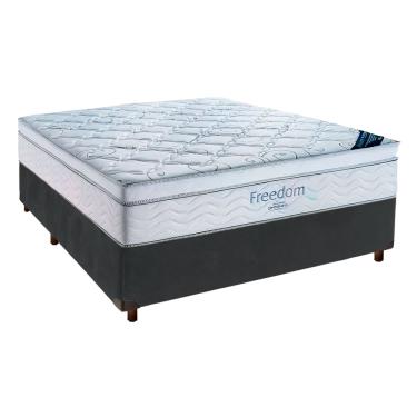 Imagem de Cama Box e Colchão Ortobom Freedom Casal Cinza
