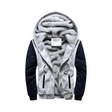 Imagem de Jaqueta Masculina De Inverno Com Capuz De Fleece Grosso E Quente, Zípe