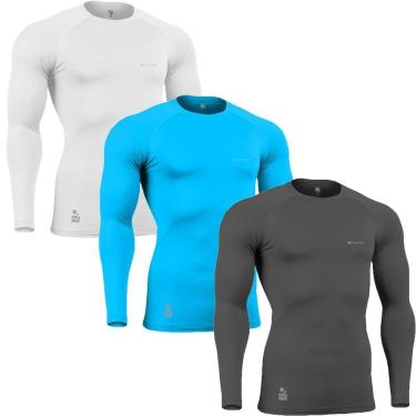 Imagem de Kit C/ 3 Camisas de Compressão Térmica Stigli Pro Proteção Solar FPU50+ Manga Longa Pol...