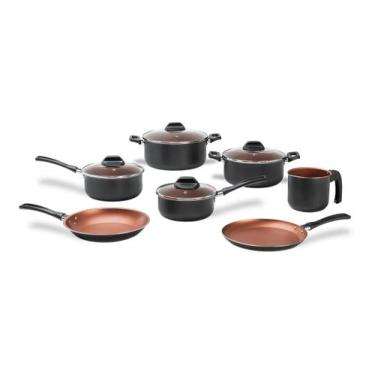 Imagem de Conjunto de Panelas 7 Peças Pro-flon Antiaderente Cinza Range Topázio 