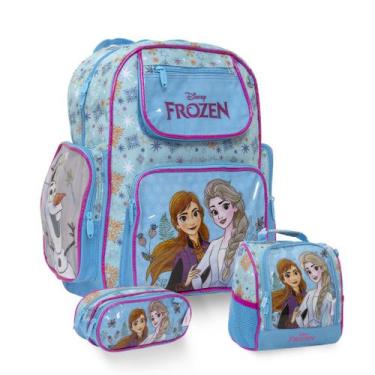 Imagem de Kit Mochila Infantil Frozen Escolar Costas Completo Chenson