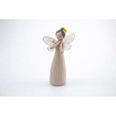 Imagem de Imagem Anjo Asa Metal Mão no Rosto Resina 10 cm - Amém Decoração Relig