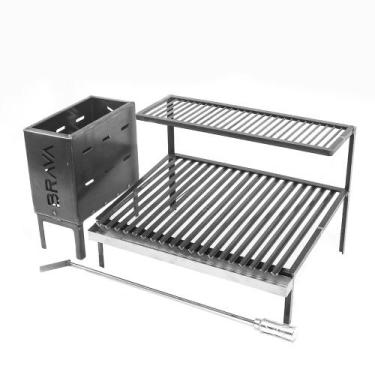 Imagem de Kit Grelha Argentina Rústica 80cm e Firebox para Churrasco Profissiona