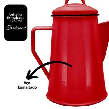 Imagem de Bule Leiteira Esmaltada Vermelho Prime 1250ml - Tuut - Yangzi