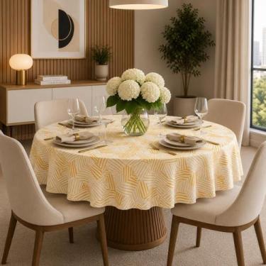 Imagem de Toalha de Mesa Redonda 1,80m Estampada 6 Lugares Elegante - Amora Maga