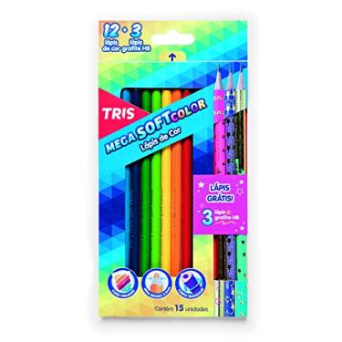 Imagem de Lápis De Cor Mega Soft Color - 12 Cores + 3 Lápis Preto Star - Tris