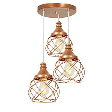 Imagem de Lustre Pendente Triplo Esfera Aramado Cobre 15cm