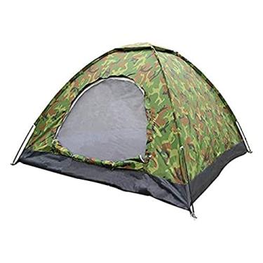 Imagem de Pkfinrd Tenda de lona à prova de chuva de pano para ambientes externos, barraca de camuflagem à prova de chuva, barraca de acampamento para 3 a 4 pessoas fácil de carregar (cor: azul, tamanho: duplo)