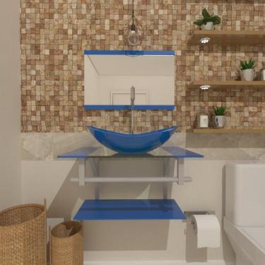Imagem de Gabinete De Vidro Para Banheiro 40cm Ac Cuba Oval Azul - Cubas E Gabin