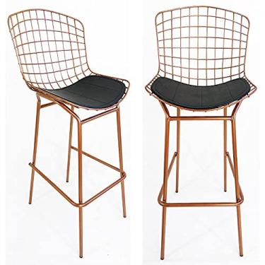 Imagem de Kit 2 Banquetas BERTÓIA cobre assento preto tubular - Poltronas do Sul