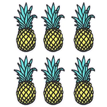 Imagem de Emblema de abacaxi com 6 peças, bordado de abacaxi com aplique de abacaxi bonito para aplicar a ferro, camiseta, mochila, jeans, saia, cachecol, chapéu, bolsa