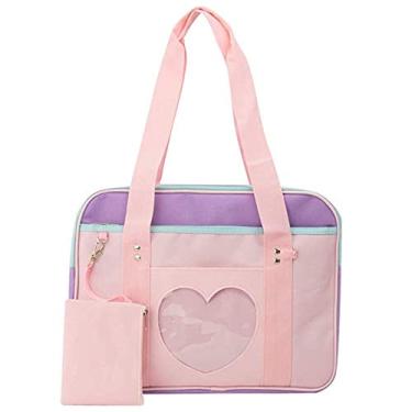 Imagem de AlwaySky Bolsa Ita em formato de coração com janela japonesa JK Bag Bolsa de ombro para Lolita Comic DIY, Rosa, roxo, One Size