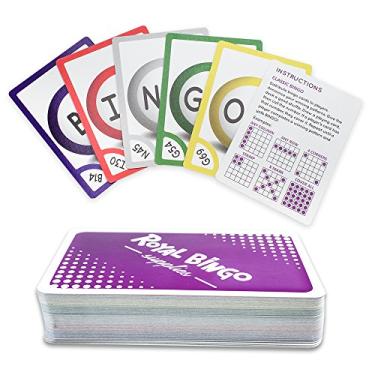 Imagem de Royal Bingo Supplies Pacote com 81 cartas de chamada de bingo – Tamanho de bolso, fácil leitura de 8,9 cm x 6,3 cm de tamanho grande de pôquer