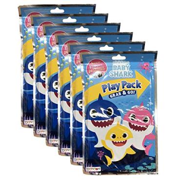 Imagem de Baby Shark Pacote de giz de cera e adesivo Grab n Go Play Bulk - Pacote com 6