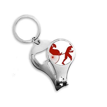 Imagem de China Jinrikisha Culture Outline Pattern Nail Nipper Ring Chaveiro Abridor de Garrafas Cortador