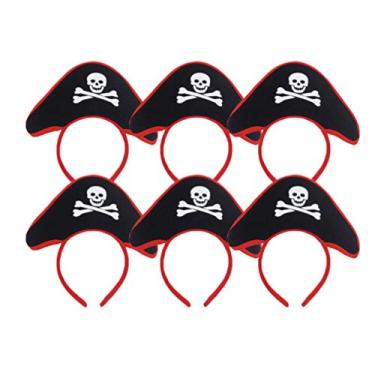 Imagem de Amosfun 12 peças Faixa de cabeça pirata chapéu chapéu chapéu de cabeça caveira faixa de malha fantasia de Halloween cosplay acessórios de festa de pirata