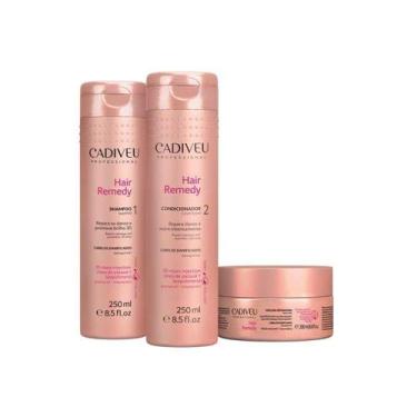 Imagem de Cadiveu Hair Remedy Kit Trio Home Care Shampoo 250ml Condicionador 250ml Máscara 200g - P