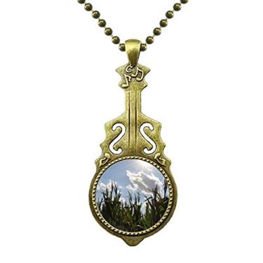 Imagem de DIYthinker Colar moderno com nuvens de céu azul branco art déco presente moderno joia de guitarra antiga pingente de música