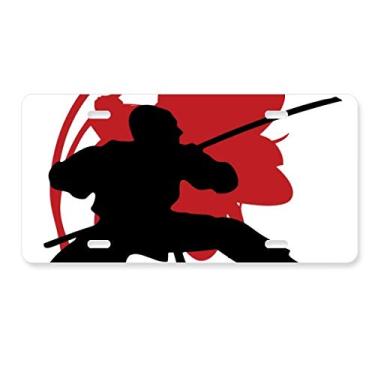 Imagem de DIYthinker Placa de licença japonesa Samurai Sakura Silhouette Asia Carro Decoração Acessório de aço inoxidável