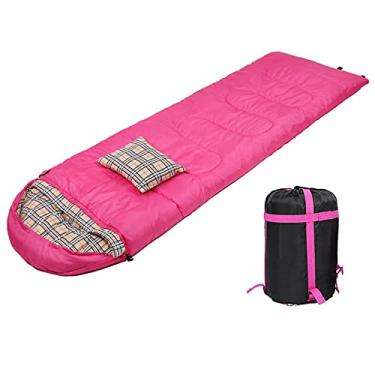 Imagem de GQYYS Saco de dormir de flanela de algodão, quente, à prova d'água e leve, sacos de dormir compactos, com 1 travesseiro, saco de compressão, 18075 cm para adultos e crianças, acampamento, mochilão, trilhas, viagens, 2 kg_vermelho, super