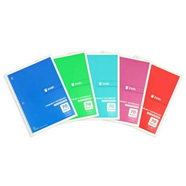 Imagem de Enri Cadernos pautados universitários, encadernação espiral de 1 matéria - cores sortidas, 70 folhas 20,32 x 26,67 cm, pacote econômico 5