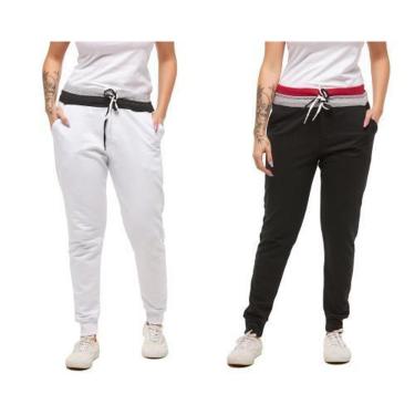 Imagem de Kit com 02 Calças de Moletom Feminina Skinny Saruel Confort-Feminino