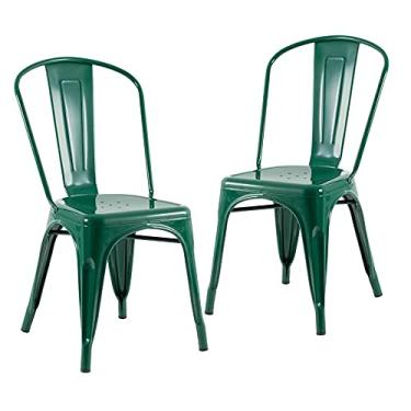 Imagem de Loft7, Kit 2 Cadeiras Iron Tolix Design Industrial em Aço Carbono Vintage e Elegante Versátil Sala de Jantar Cozinha Bar Varanda Gourmet, Verde Escuro