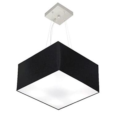 Imagem de Lustre Pendente Quadrado Cúpula Tecido 21/35x35 cm, Vivare Iluminação, Pendente4005 PR, Preto, Pequeno