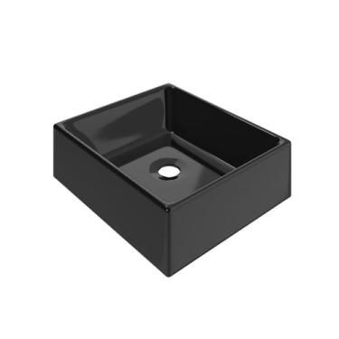 Imagem de Loja DoceLar Cuba Pia Retangular Tulipa Preta, 10 cm x 27 cm x 30 cm, Mármore Sintético, Em Cima da Bancada
