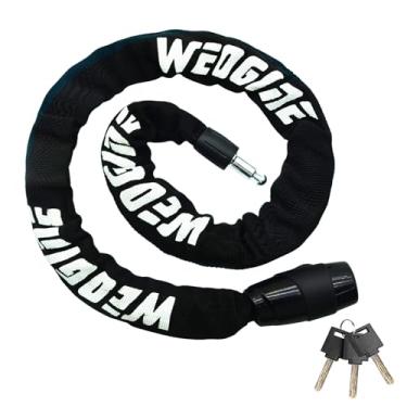 Imagem de Weogine Cadeado de corrente de bicicleta, trava de corrente de bicicleta resistente antifurto, travas de segurança de 2,72 metros com 3 chaves, corrente de bloqueio à prova d'água para bicicleta,