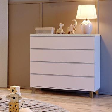 Imagem de Cômoda Infantil Ninho 4 Gavetas 100 cm Branco
