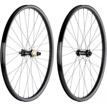 Imagem de Conjuntos de rodas de mountain bike de 29 ", freio a disco de aro de fibra de carbono através do cubo do eixo 28H MTB rodas traseiras dianteiras para HG 8-12 XD/MS 12 velocidades roda livre,