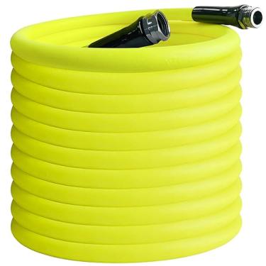 Imagem de Socpuro Mangueira de jardim resistente de 1,5 cm x 1,5 m, mangueira de água flexível resistente a torções com alça giratória e acessórios de alumínio sólido de 0,9 cm para irrigação e lavagem
