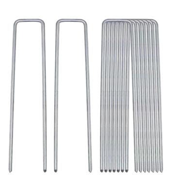 Imagem de Keoferlo Grampos de aterramento de calibre 8 20 cm pacote com 30 grampos de metal para gramado de cobertura de barreira de solo para serviço pesado pinos de estacas em U
