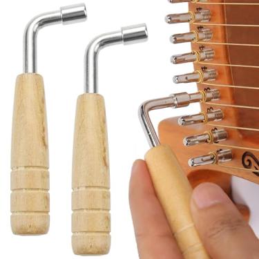 Imagem de Pacote com 2 chaves de afinação de harpa, alavanca de ajuste de lira, chave de afinação em forma de L, ferramenta profissional de afinação de melodia harpa chave de afinação de instrumento musical