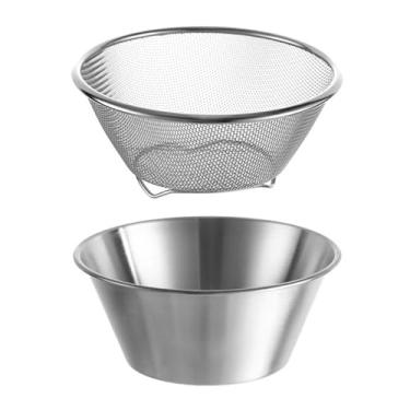 Imagem de Cestas de frutas vermelhas, mini coador com tigela, escorredor de latas de aço inoxidável, recipiente pequeno para bagas, morango, uva, cereja, lavável na lava-louças