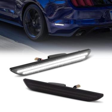 Imagem de Gempro Luzes LED Laterais para Ford Mustang 2015-2023 Retrovisor Branco Fender Marcador Refletores Lâmpadas Lente Fumê, 2 Peças